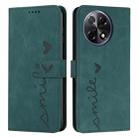 For Tecno Camon 30S Skin Feel Heart Embossed Leather Phone Case with Long Lanyard(Green) - 1