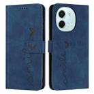 For Tecno Spark 30 5G Skin Feel Heart Embossed Leather Phone Case with Long Lanyard(Blue) - 1