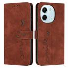 For Tecno Spark 30 5G Skin Feel Heart Embossed Leather Phone Case with Long Lanyard(Brown) - 1