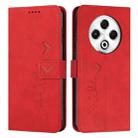 For Tecno Spark 30 4G Skin Feel Heart Embossed Leather Phone Case with Long Lanyard(Red) - 1