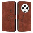 For Tecno Spark 30 4G Skin Feel Heart Embossed Leather Phone Case with Long Lanyard(Brown) - 1