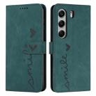 For Tecno Camon 40 4G Skin Feel Heart Embossed Leather Phone Case with Long Lanyard(Green) - 1