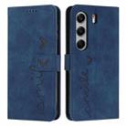 For Tecno Camon 40 4G Skin Feel Heart Embossed Leather Phone Case with Long Lanyard(Blue) - 1