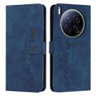 For Tecno Camon 40 Premier Skin Feel Heart Embossed Leather Phone Case with Long Lanyard(Blue) - 1