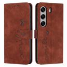 For Tecno Camon 40 Pro 5G Skin Feel Heart Embossed Leather Phone Case with Long Lanyard(Brown) - 1