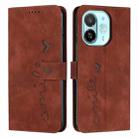 For Tecno Spark 30C 5G / Pop 9 5G Skin Feel Heart Embossed Leather Phone Case with Long Lanyard(Brown) - 1