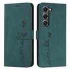 For Tecno Spark 40 Pro 4G Skin Feel Heart Embossed Leather Phone Case with Long Lanyard(Green) - 1
