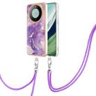 For Huawei Mate 60 Electroplating Marble Dual-side IMD Phone Case with Lanyard(Purple 002) - 1