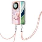 For Huawei Mate 60 Electroplating Marble Dual-side IMD Phone Case with Lanyard(Rose Gold 005) - 1