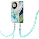 For Huawei Mate 60 Pro Electroplating Marble Dual-side IMD Phone Case with Lanyard(Green 003) - 1