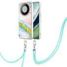 For Huawei Mate 60 Pro Electroplating Marble Dual-side IMD Phone Case with Lanyard(Green 004) - 1