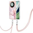 For Huawei Mate 60 Pro Electroplating Marble Dual-side IMD Phone Case with Lanyard(Rose Gold 005) - 1