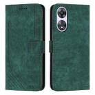 For OPPO A58 / A78 Skin Feel Stripe Pattern Leather Phone Case with Long Lanyard(Green) - 1