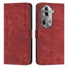 For OPPO Reno11 Pro Global Skin Feel Stripe Pattern Leather Phone Case with Long Lanyard(Red) - 1