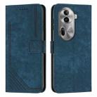 For OPPO Reno11 Pro Global Skin Feel Stripe Pattern Leather Phone Case with Long Lanyard(Blue) - 1