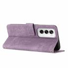 For OPPO Reno12 5G Global Skin Feel Stripe Pattern Leather Phone Case with Long Lanyard(Purple) - 3