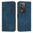 For OPPO A3 Pro Global Skin Feel Stripe Pattern Leather Phone Case with Long Lanyard(Blue) - 1