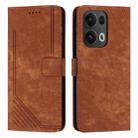 For OPPO Reno13 Pro Global Skin Feel Stripe Pattern Leather Phone Case with Long Lanyard(Brown) - 1