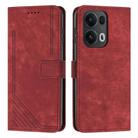 For OPPO Reno13 Pro Global Skin Feel Stripe Pattern Leather Phone Case with Long Lanyard(Red) - 1