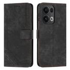 For OPPO Reno13 Pro Global Skin Feel Stripe Pattern Leather Phone Case with Long Lanyard(Black) - 1