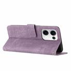 For OPPO Reno13 5G Global Skin Feel Stripe Pattern Leather Phone Case with Long Lanyard(Purple) - 3