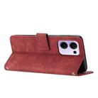 For OPPO Reno13 F 5G / 4G Skin Feel Stripe Pattern Leather Phone Case with Long Lanyard(Red) - 3