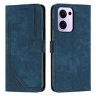 For OPPO Reno13 F 5G / 4G Skin Feel Stripe Pattern Leather Phone Case with Long Lanyard(Blue) - 1
