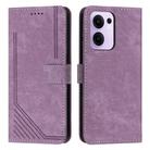 For OPPO Reno13 F 5G / 4G Skin Feel Stripe Pattern Leather Phone Case with Long Lanyard(Purple) - 1