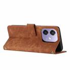 For OPPO A5x 5G Global Skin Feel Stripe Pattern Leather Phone Case with Long Lanyard(Brown) - 3