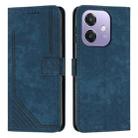For OPPO A5x 5G Global Skin Feel Stripe Pattern Leather Phone Case with Long Lanyard(Blue) - 1