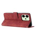 For OPPO Reno14 Global / Reno14 F 5G Skin Feel Stripe Pattern Leather Phone Case with Long Lanyard(Red) - 3