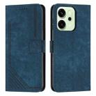 For OPPO Reno14 Global / Reno14 F 5G Skin Feel Stripe Pattern Leather Phone Case with Long Lanyard(Blue) - 1