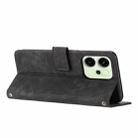 For OPPO Reno14 Global / Reno14 F 5G Skin Feel Stripe Pattern Leather Phone Case with Long Lanyard(Black) - 3