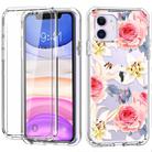 For iPhone 11 C Style Pattern PC + TPU + PET Screen Protection IMD Craft Case(Pink Flower) - 1