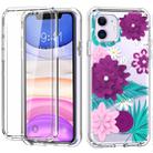 For iPhone 11 C Style Pattern PC + TPU + PET Screen Protection IMD Craft Case(Purple Flower) - 1