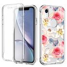 For iPhone XR C Style Pattern PC + TPU + PET Screen Protection IMD Craft Case(Pink Flower) - 1