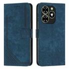 For Tecno Spark Go 2024 / POP 8 Skin Feel Stripe Pattern Leather Phone Case with Long Lanyard(Blue) - 1