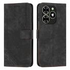 For Tecno Spark Go 2024 / POP 8 Skin Feel Stripe Pattern Leather Phone Case with Long Lanyard(Black) - 1