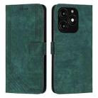 For Tecno Spark 20 Skin Feel Stripe Pattern Leather Phone Case with Long Lanyard(Green) - 1