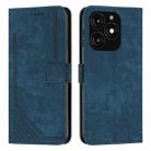 For Tecno Spark 20 Skin Feel Stripe Pattern Leather Phone Case with Long Lanyard(Blue) - 1