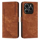 For Tecno Spark 20 Pro Skin Feel Stripe Pattern Leather Phone Case with Long Lanyard(Brown) - 1