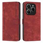 For Tecno Spark 20 Pro Skin Feel Stripe Pattern Leather Phone Case with Long Lanyard(Red) - 1