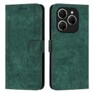 For Tecno Spark 20 Pro Skin Feel Stripe Pattern Leather Phone Case with Long Lanyard(Green) - 1