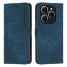 For Tecno Spark 20 Pro Skin Feel Stripe Pattern Leather Phone Case with Long Lanyard(Blue) - 1