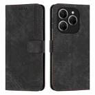 For Tecno Spark 20 Pro Skin Feel Stripe Pattern Leather Phone Case with Long Lanyard(Black) - 1