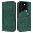 For Tecno Pova 5 Pro Skin Feel Stripe Pattern Leather Phone Case with Long Lanyard(Green) - 1