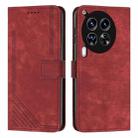 For Tecno Camon 30 Premier Skin Feel Stripe Pattern Leather Phone Case with Long Lanyard(Red) - 1