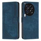 For Tecno Camon 30 Premier Skin Feel Stripe Pattern Leather Phone Case with Long Lanyard(Blue) - 1