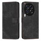 For Tecno Camon 30 Premier Skin Feel Stripe Pattern Leather Phone Case with Long Lanyard(Black) - 1