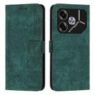 For Tecno Pova 6 Skin Feel Stripe Pattern Leather Phone Case with Long Lanyard(Green) - 1